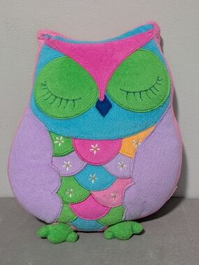 Owl Plush/Pillow EUC Pink Green Purple Blue Stuffed Animal